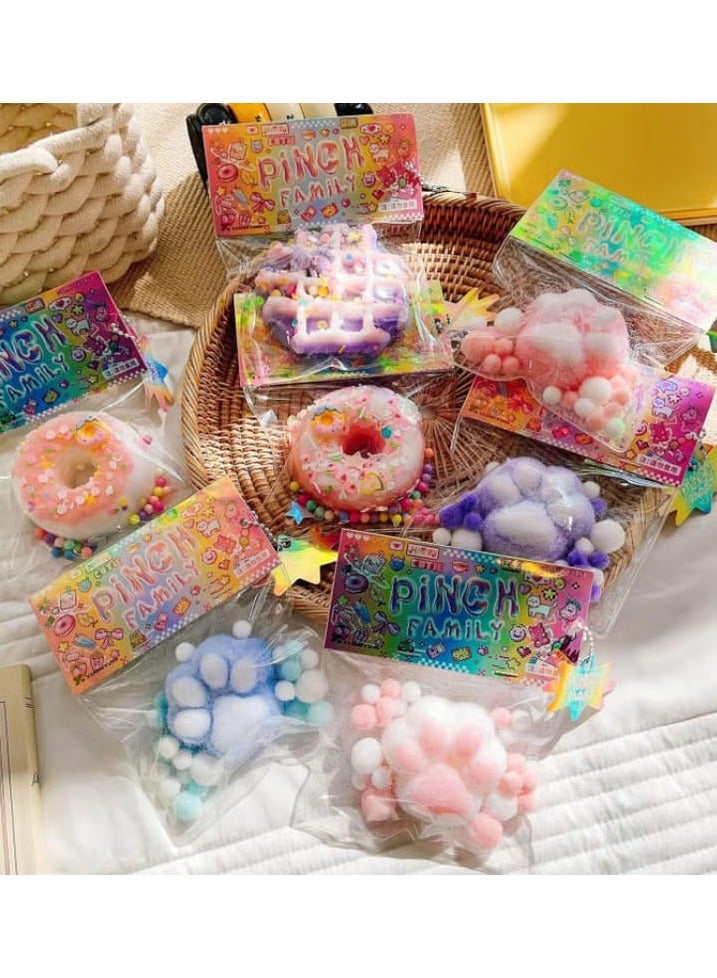 KRRFDP Taba Cat Squeeze Squishy Toys, Family Squeeze Toys, 40 Shapes Available, Cute Soft Hamster Cat Paw Squishy Toys, Kawaii Squeeze Squishy Toys for Adults Kids (Purple Round Waffle) - Image 2